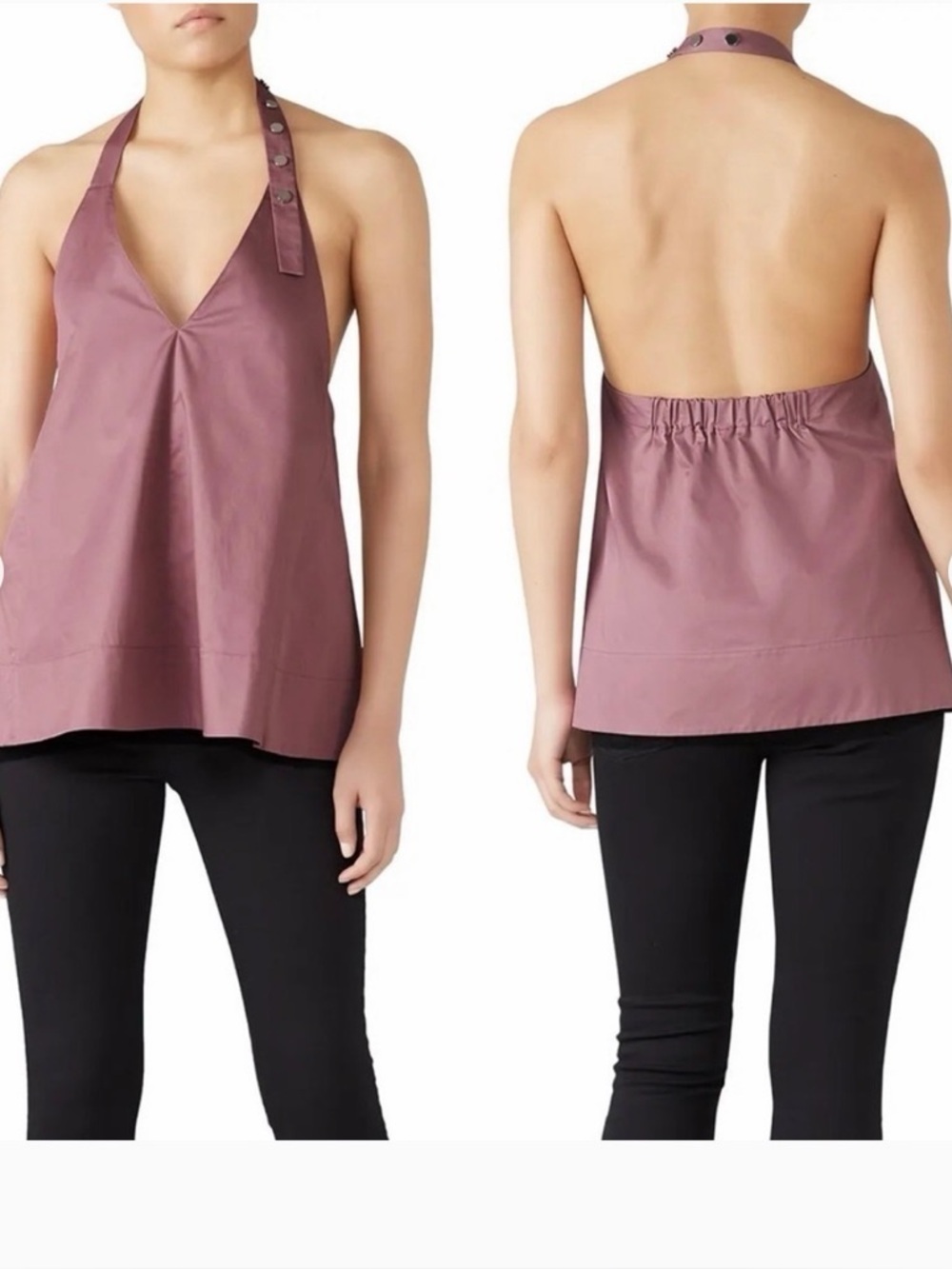Tibi Dusty Plum Halter Top